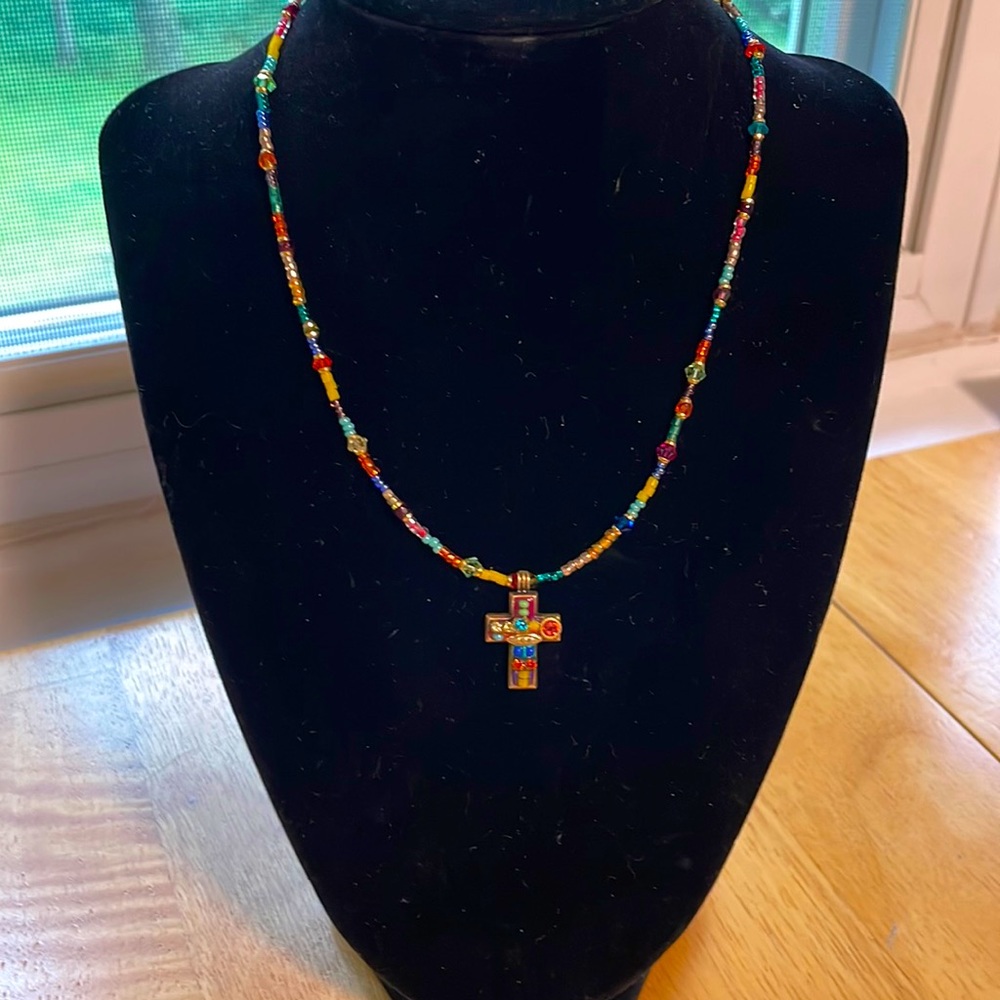Michal Golan Small Multi Bright Cross Necklace